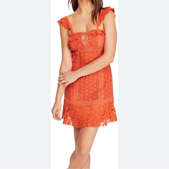 Free People Orange Crochet Mini Dress - Picture 2 of 5